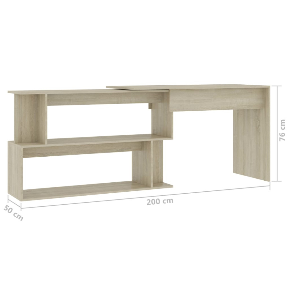 Produktbild för Skrivbord sonoma-ek 200x50x76 cm konstruerat trä