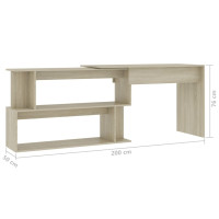 Produktbild för Skrivbord sonoma-ek 200x50x76 cm konstruerat trä
