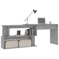 Produktbild för Skrivbord hörn betonggrå 200x50x76 cm konstruerat trä