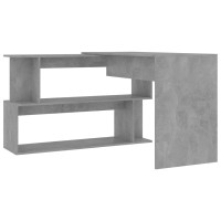 Produktbild för Skrivbord hörn betonggrå 200x50x76 cm konstruerat trä