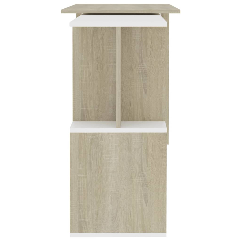 Produktbild för Skrivbord hörn vit och sonoma-ek 200x50x76 cm konstruerat trä