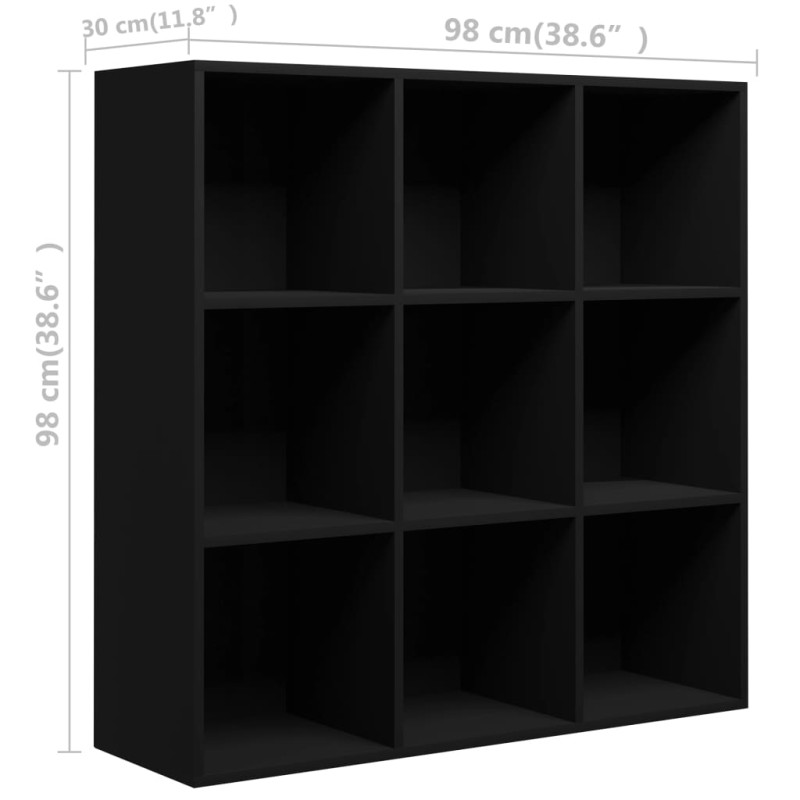 Produktbild för Bokhylla svart 98x29x97,5 cm konstruerat trä