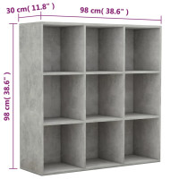 Produktbild för Bokhylla betonggrå 98x29x97,5 cm konstruerat trä