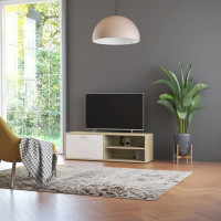 Produktbild för Tv-bänk vit och sonoma-ek 120x34x37 cm konstruerat trä