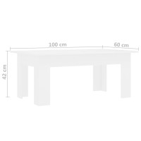 Produktbild för Soffbord vit 100x60x42 cm konstruerat trä