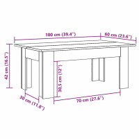 Produktbild för Soffbord sonoma-ek 100x60x42 cm konstruerat trä