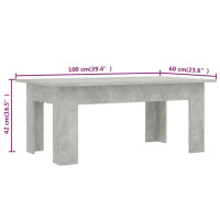 Produktbild för Soffbord betonggrå 100x60x42 cm konstruerat trä