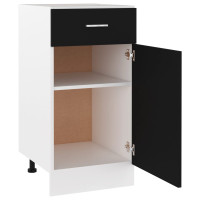 Produktbild för Underskåp med låda svart 40x46x81,5 cm konstruerat trä