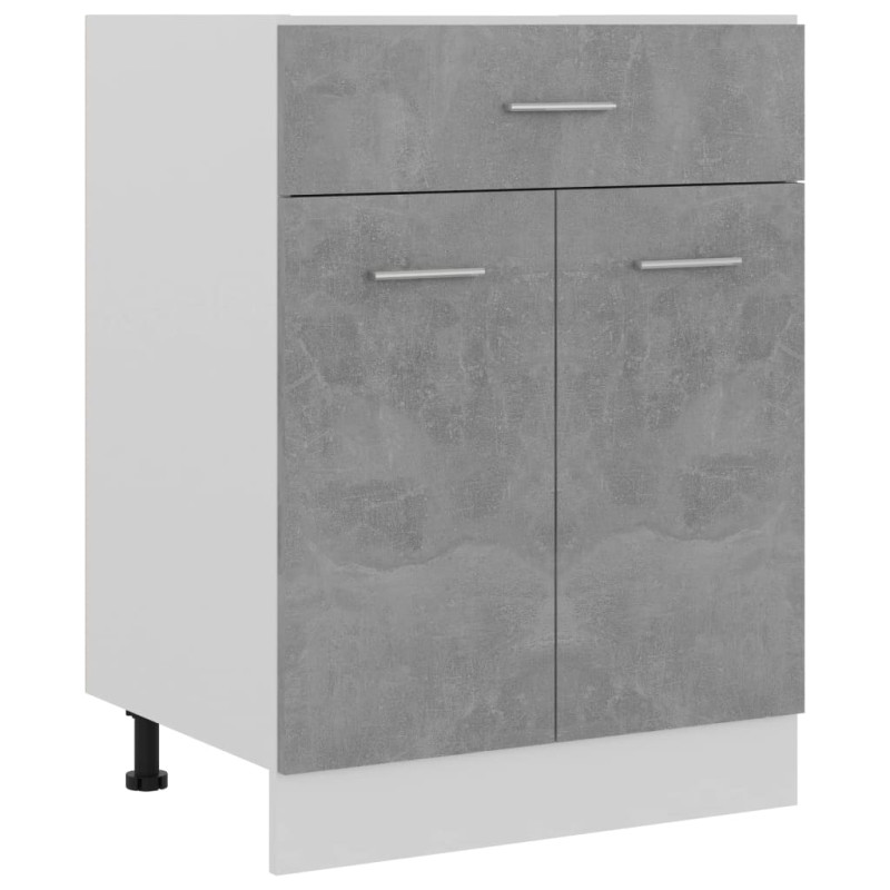 Produktbild för Underskåp med låda betonggrå 60x46x81,5 cm konstruerat trä
