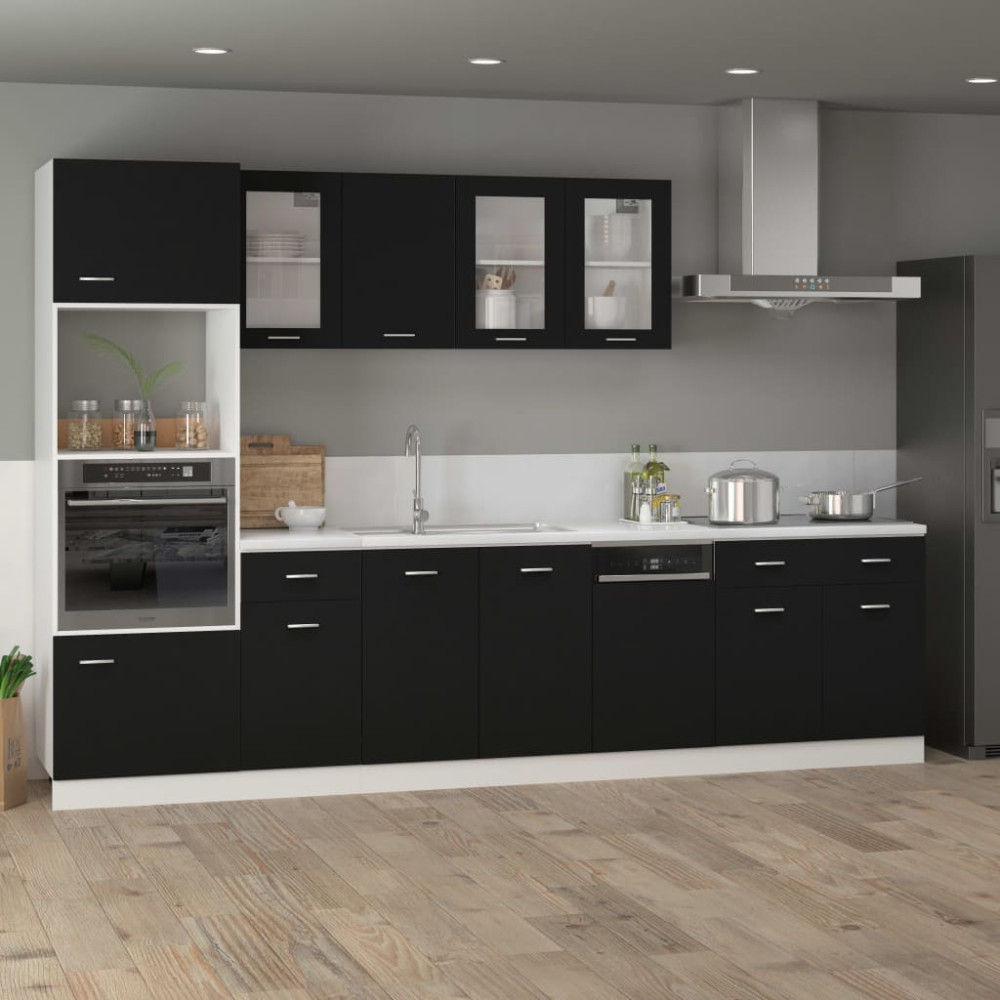 Produktbild för Underskåp med låda “Lyon” svart 80x46x81,5 cm konstruerat trä