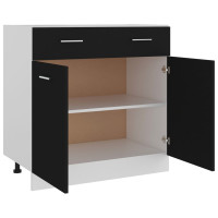 Produktbild för Underskåp med låda “Lyon” svart 80x46x81,5 cm konstruerat trä