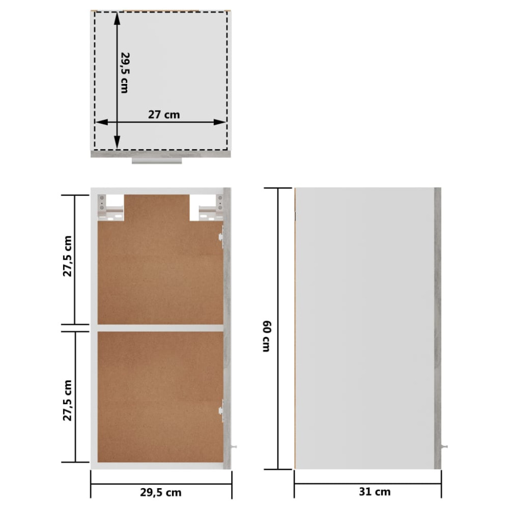 Produktbild för Väggskåp betonggrå 29,5x31x60 cm konstruerat trä