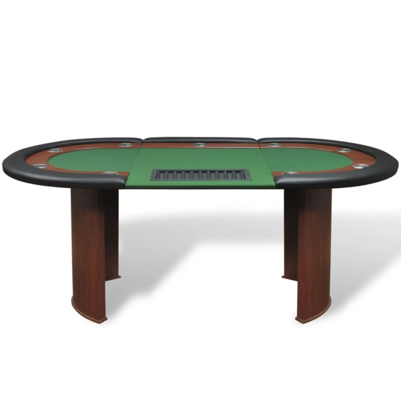 Produktbild för Pokerbord för 10 spelare med dealerplats grön