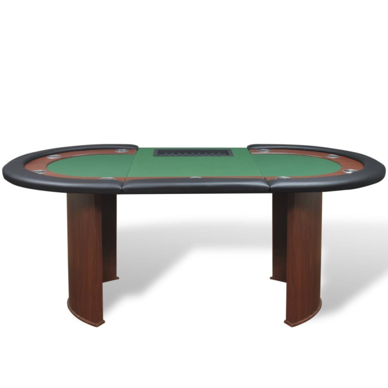 Produktbild för Pokerbord för 10 spelare med dealerplats grön