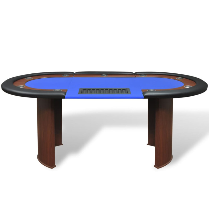 Produktbild för Pokerbord för 10 spelare med dealerplats blå