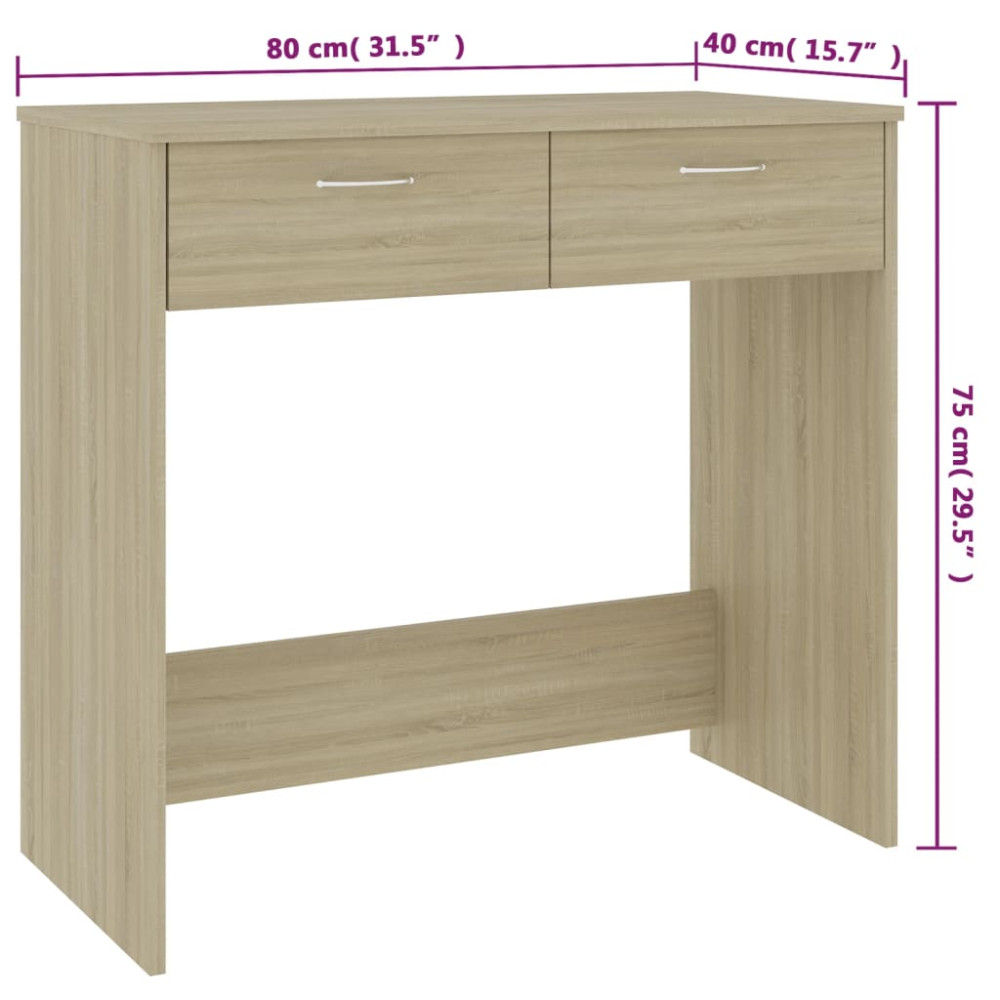 Produktbild för Skrivbord sonoma-ek 80x40x75 cm konstruerat trä