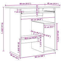 Produktbild för Skrivbord vit 80x45x74 cm konstruerat trä