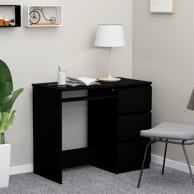 Produktbild för Skrivbord svart 90x45x76 cm konstruerat trä