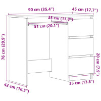 Produktbild för Skrivbord sonoma-ek 90x45x76 cm konstruerat trä