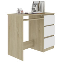 Produktbild för Skrivbord vit och sonoma-ek 90x45x76 cm konstruerat trä