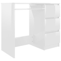 Produktbild för Skrivbord vit högglans 90x45x76 cm konstruerat trä