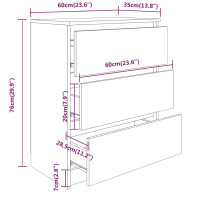 Produktbild för Byrå betonggrå 60x35x76 cm konstruerat trä