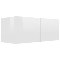 Produktbild för TV-bänk vit högglans 80x30x30 cm konstruerat trä