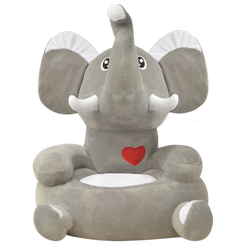 Produktbild för Barnstol i plysch elefant grå