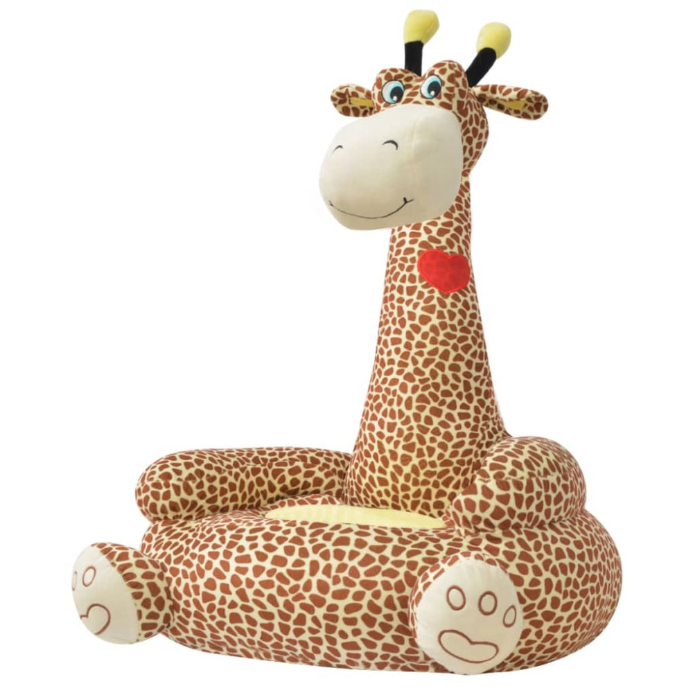 Produktbild för Barnstol i plysch giraff brun