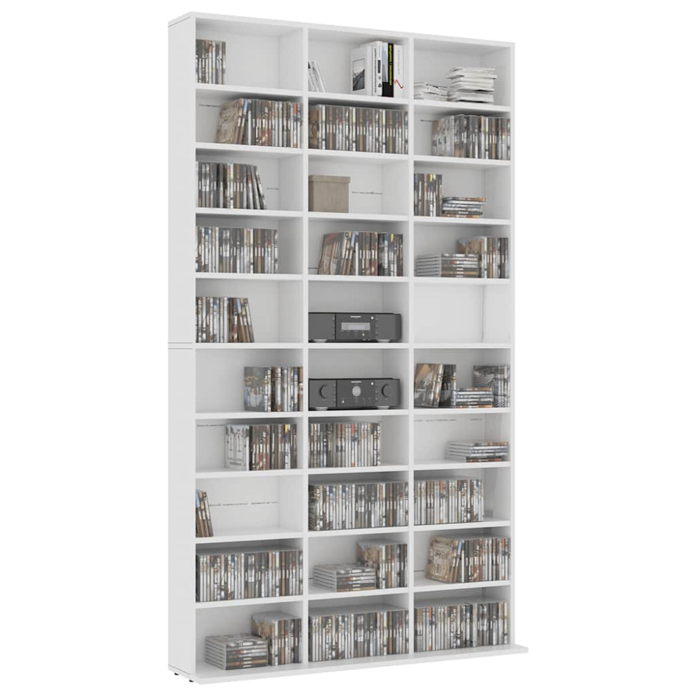 Produktbild för CD-hylla vit 102x23x177,5 cm konstruerat trä