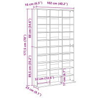 Produktbild för CD-hylla grå 102x16x177,5 cm konstruerat trä