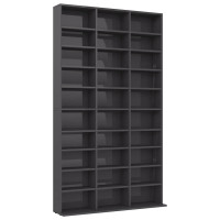 Produktbild för CD-hylla grå högglans 102x16x177,5 cm konstruerat trä