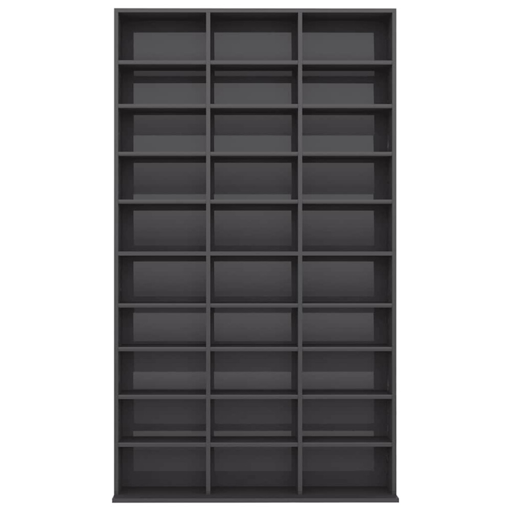 Produktbild för CD-hylla grå högglans 102x16x177,5 cm konstruerat trä