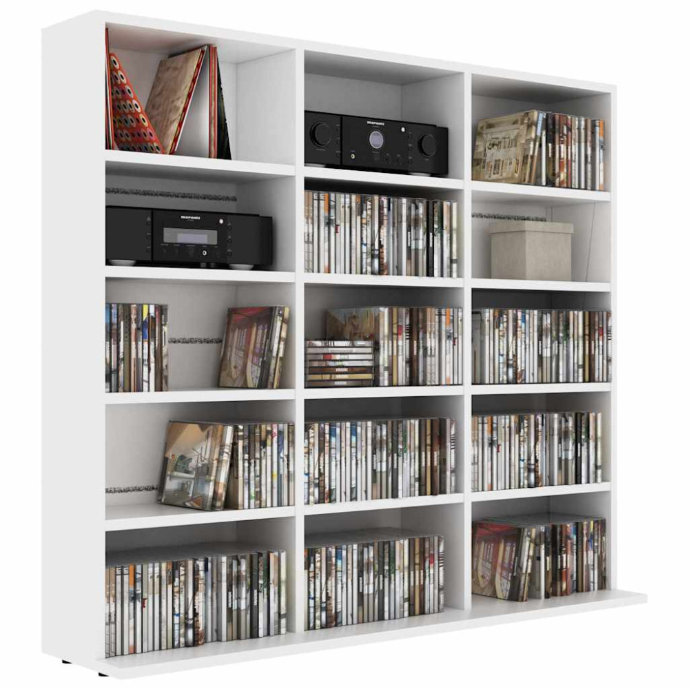 Produktbild för CD-hylla vit 100x23x89,5 cm konstruerat trä