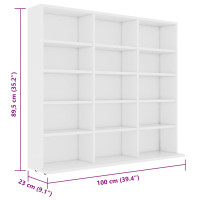 Produktbild för CD-hylla vit 100x23x89,5 cm konstruerat trä