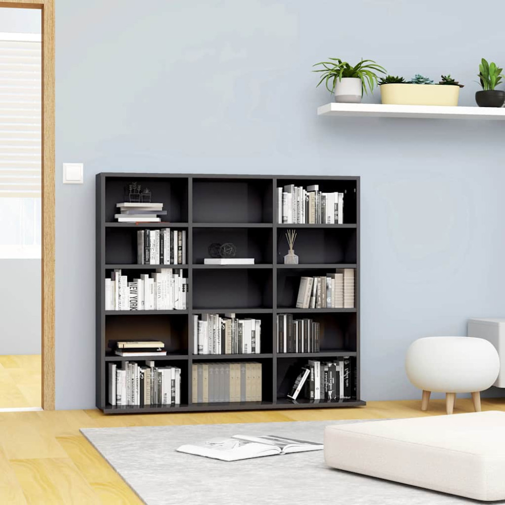 Produktbild för CD-hylla grå högglans 100x23x89,5 cm konstruerat trä