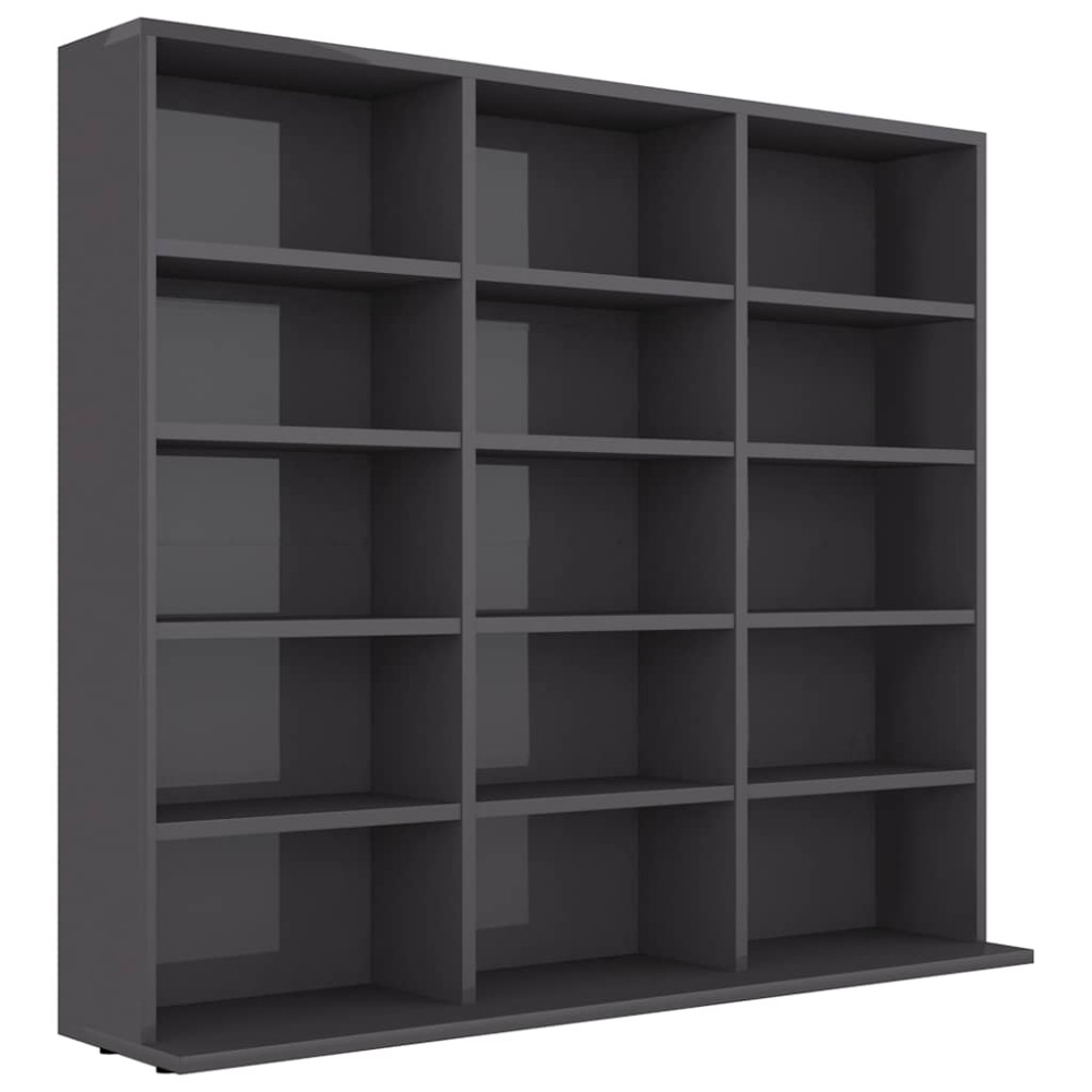 Produktbild för CD-hylla grå högglans 100x23x89,5 cm konstruerat trä