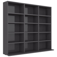 Produktbild för CD-hylla grå högglans 100x23x89,5 cm konstruerat trä