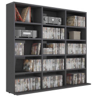 Produktbild för CD-hylla grå högglans 100x23x89,5 cm konstruerat trä