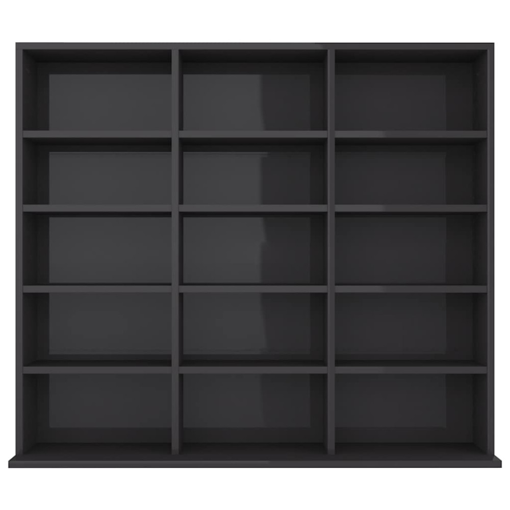 Produktbild för CD-hylla grå högglans 100x23x89,5 cm konstruerat trä