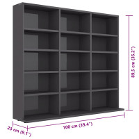 Produktbild för CD-hylla grå högglans 100x23x89,5 cm konstruerat trä