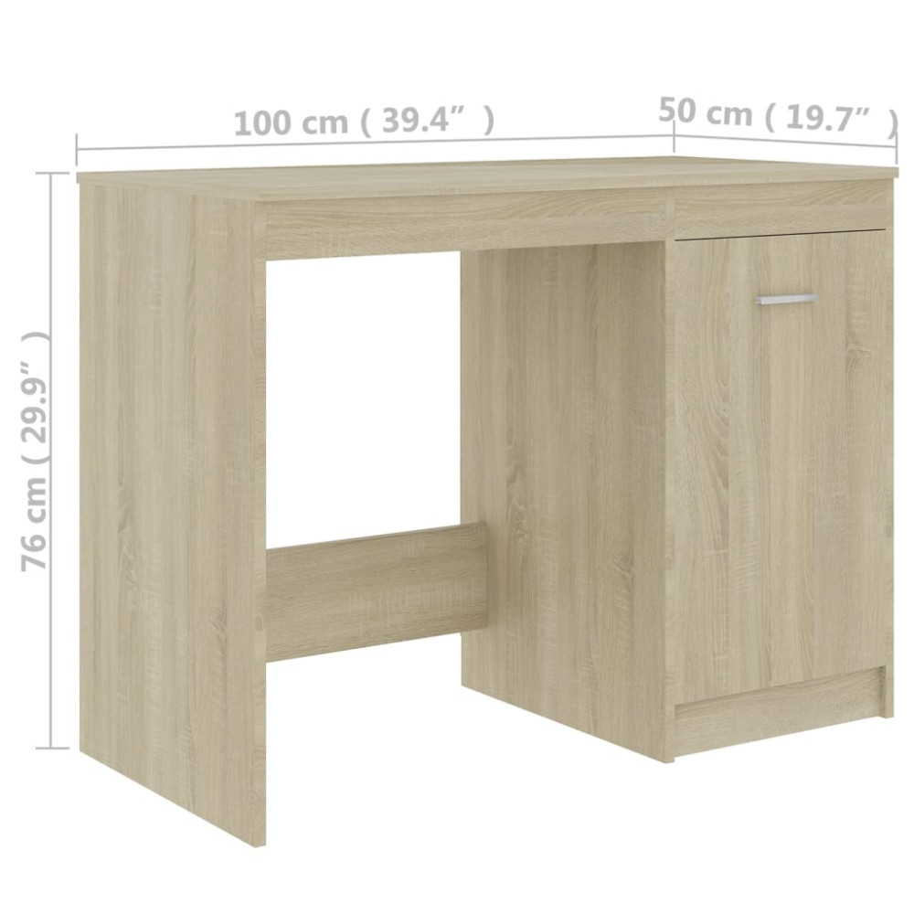 Produktbild för Skrivbord sonoma-ek 100x50x76 cm konstruerat trä