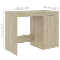 Produktbild för Skrivbord sonoma-ek 100x50x76 cm konstruerat trä