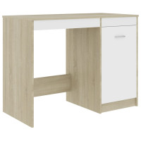 Produktbild för Skrivbord vit och sonoma-ek 100x50x76 cm konstruerat trä