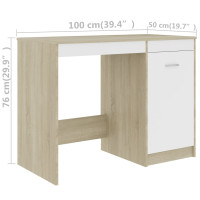 Produktbild för Skrivbord vit och sonoma-ek 100x50x76 cm konstruerat trä