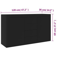 Produktbild för Skänk svart 120x36x69 cm konstruerat trä