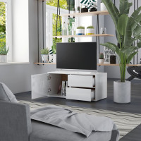 Produktbild för Tv-bänk vit högglans 80x34x36 cm konstruerat trä