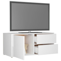 Produktbild för Tv-bänk vit högglans 80x34x36 cm konstruerat trä