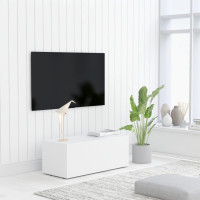Miniatyr av produktbild för TV-bänk vit 80x34x30 cm spånskiva