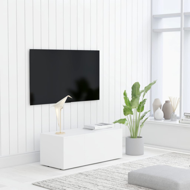 Produktbild för TV-bänk vit 80x34x30 cm spånskiva